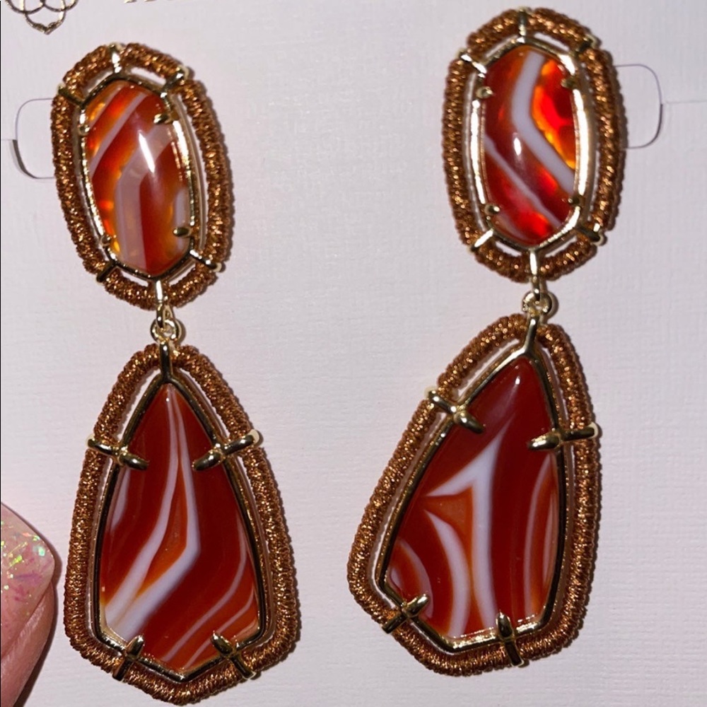 Kendra Scott Orange Agate Earrings RARE PATTERN